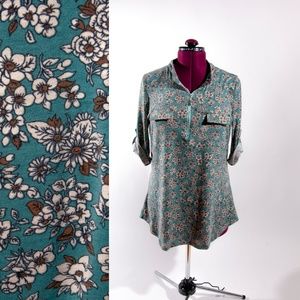 Zipper Floral Shirt